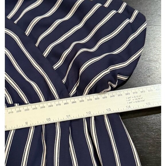 Monteau Navy Blue V-neck Striped Front Slit Sleeveless Womens Size XL Maxi Dress - Picture 9 of 10